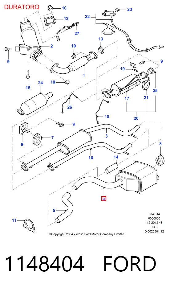 Выхлоп задний Ford Mondeo III хэтчбек (B5Y) (2000 - 2007) цена, от 61.21 USD