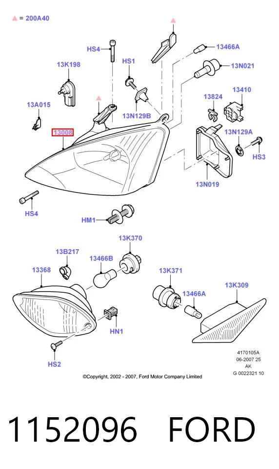 1152096 Ford Фара передняя правая