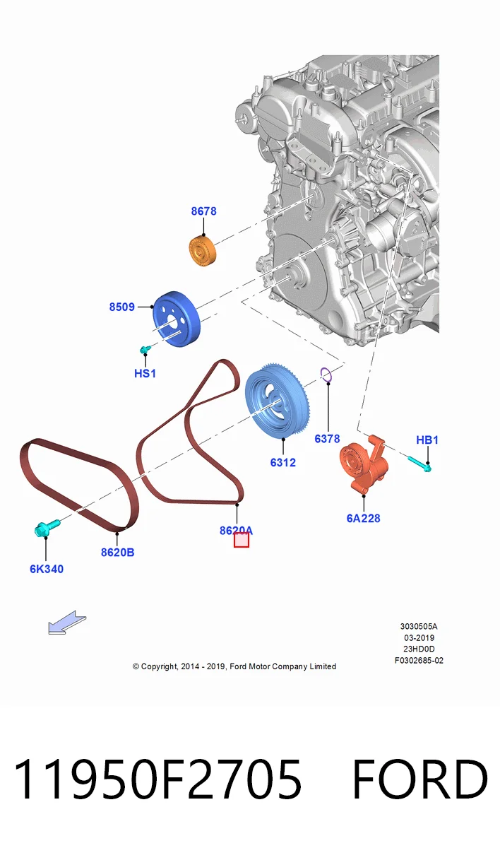Клиновый ремень Ford Mustang VI купе (ZG) (2014 - 2023) цена, от 18.67 USD