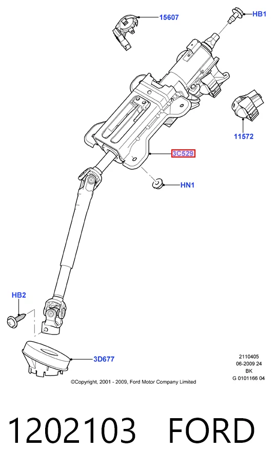1202103 Ford Колонка рулевого управления