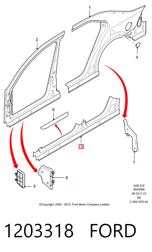  Порог внешний правый Ford Mondeo 3