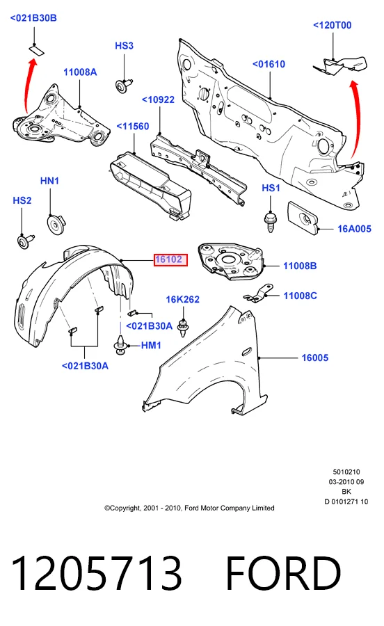 Купить Подкрылок передний правый Форд Фиеста Mk5 JH, JD
