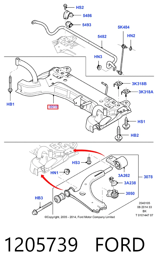 Подрамник передней подвески на Ford Fiesta Mk5 JH, JD