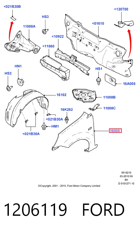1206119 Ford Переднее правое крыло