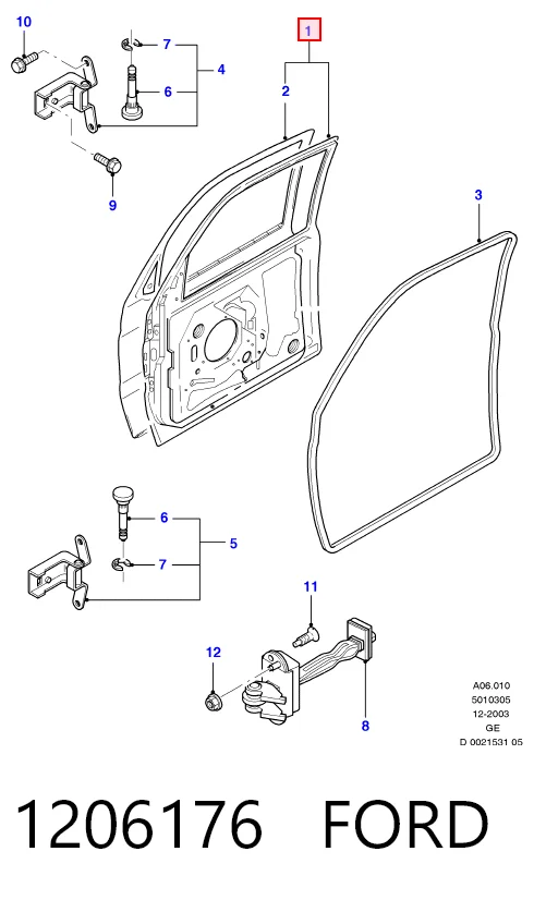 Передняя левая дверь Ford Mondeo III седан (B4Y) (2000 - 2007) цена, от 22.60 USD