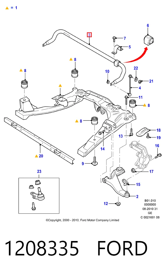  Передний стабилизатор Ford Mondeo 3