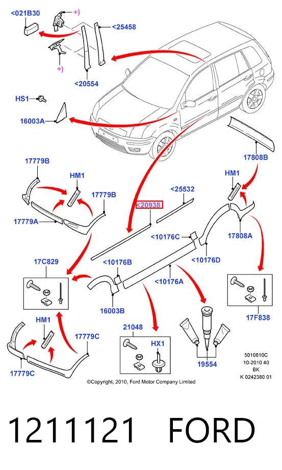 1211121 Ford Молдинг передней правой двери
