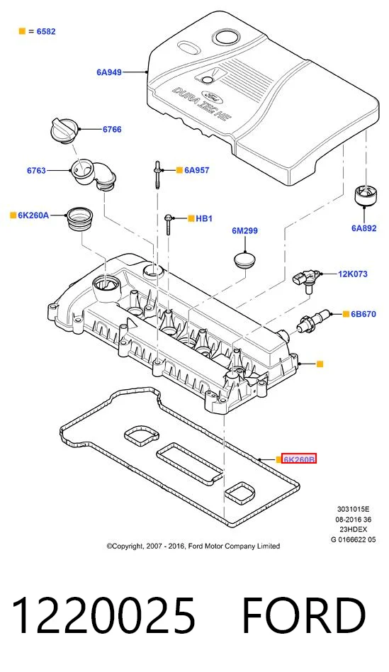 1220025 Ford Прокладка крышки двигателя комплект