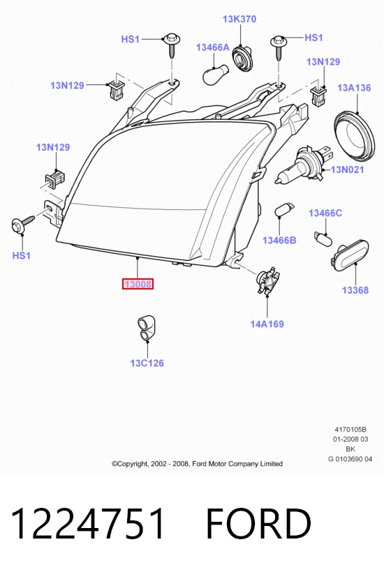 Фара левая Ford Fusion универсал (JU) (2002 - 2012) цена, от 83.14 USD