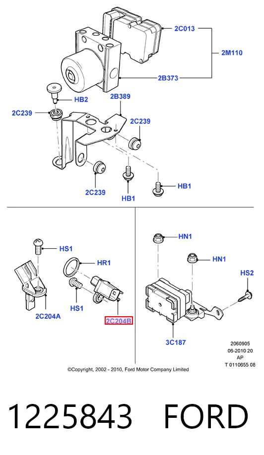 1225843 Ford Датчик АБС (ABS) задний