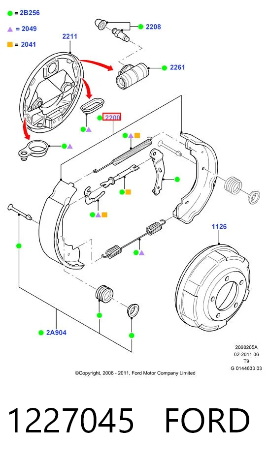 1227045 Ford Барабанные тормозные колодки