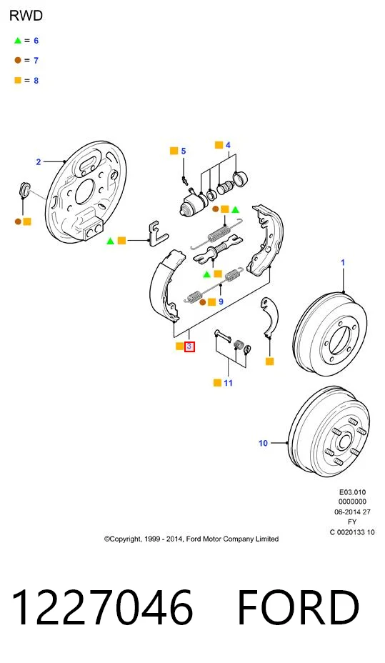 1227046 Ford Барабанные тормозные колодки