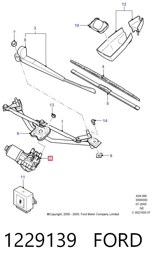 1229139 Ford Мотор стеклоочистителя передний