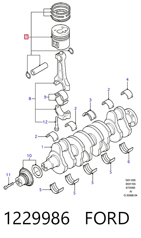 Поршень в сборе Ford Transit V фургон (V184/5) (2000 - 2006) цена, от 68.15 USD