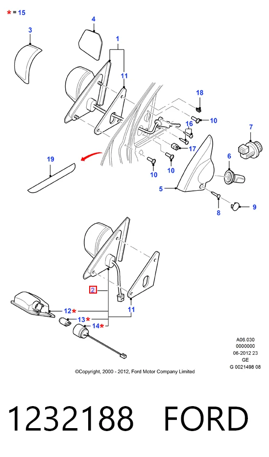 Левое боковое зеркало на Ford Mondeo III B4Y