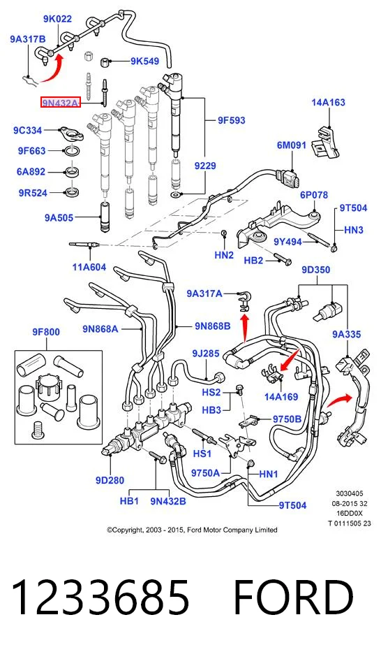 1233685 Ford Болт крепления форсунки