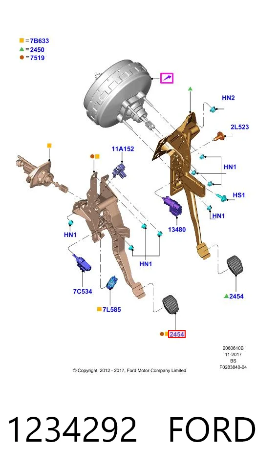 1234292 Ford Накладка педали сцепления