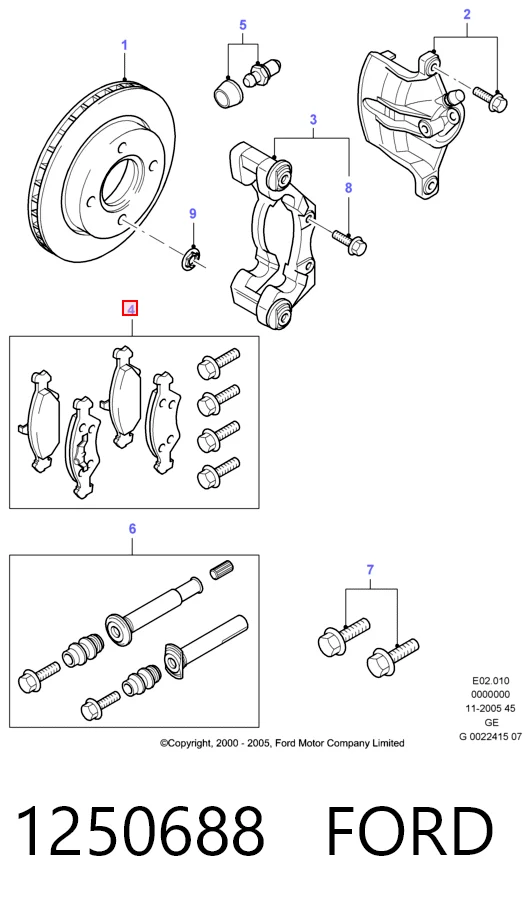 1250688 Ford Колодки передние