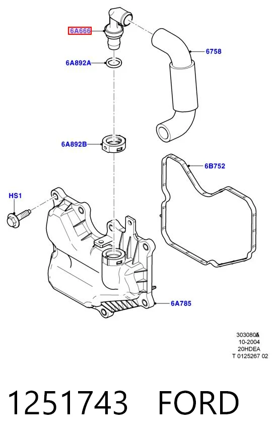 1251743 Ford Клапан PCV вентиляции картера