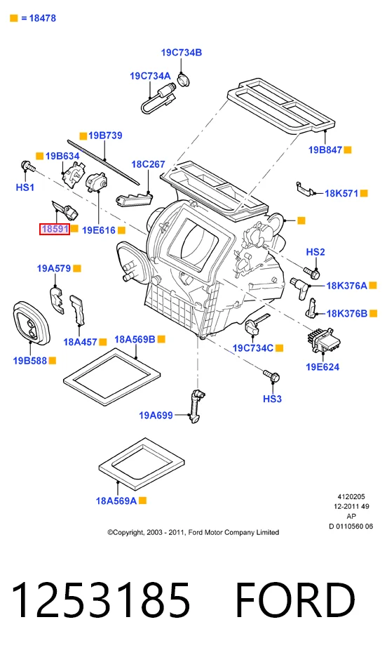 1253185 Ford Реле печки
