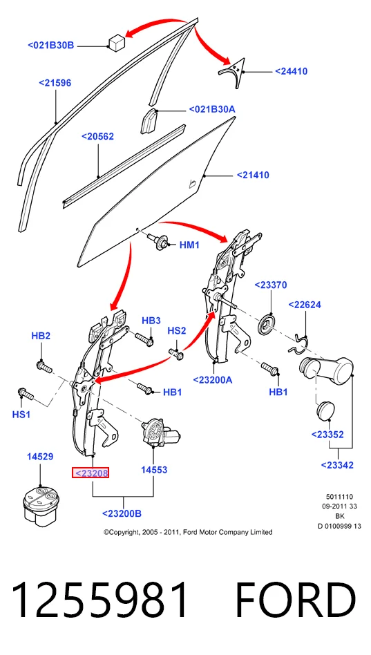 Стеклоподъемник передней правой двери Ford Fusion универсал (JU) (2002 - 2012) цена, от 32.11 USD