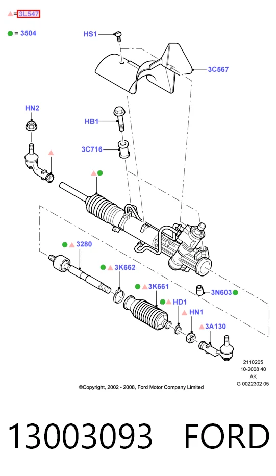 13003093 Ford Управление рулевое в сборе