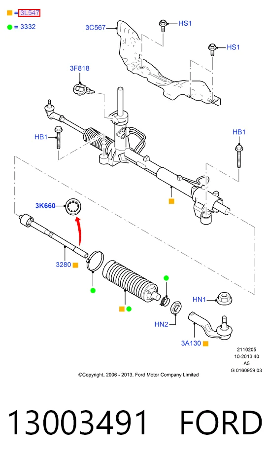 13003491 Ford Управление рулевое в сборе