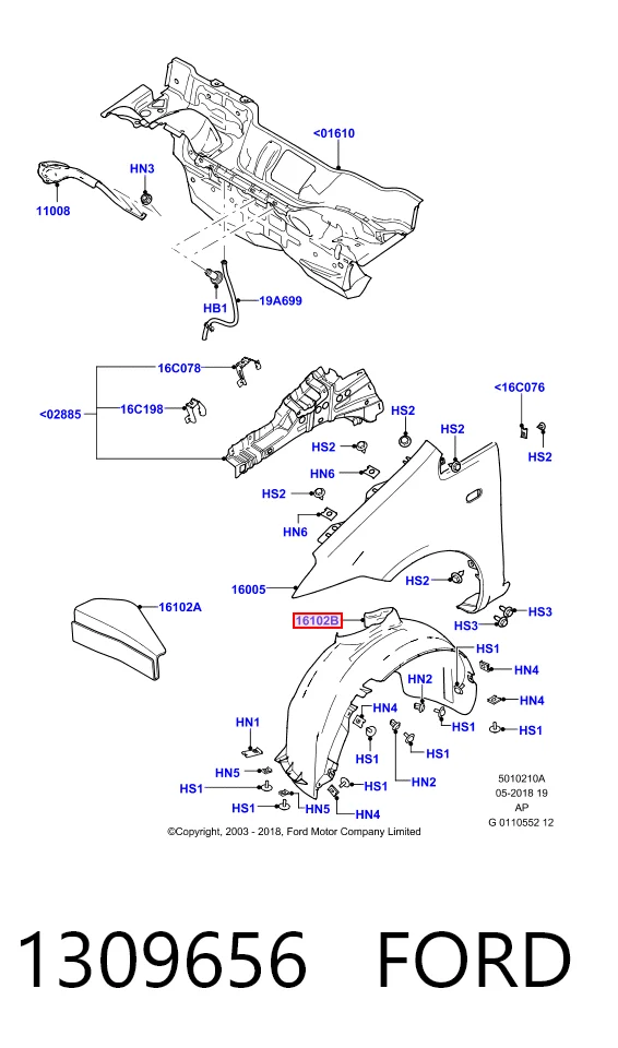  Подкрылок передний левый Ford Focus 2
