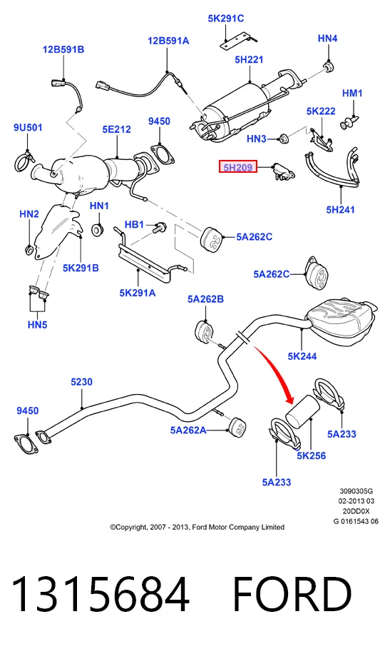 1315684 Ford Датчик давления выхлопных газов