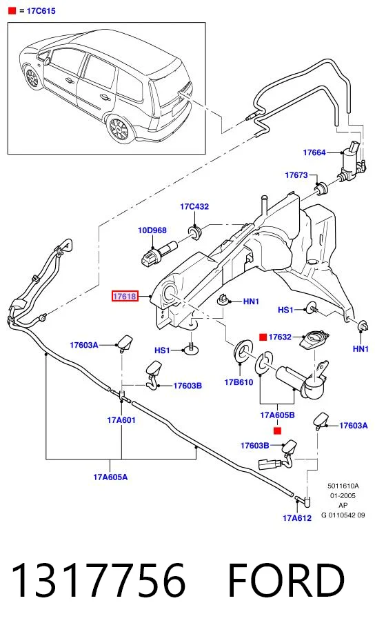 1317756 Ford Бачок омывателя стекла