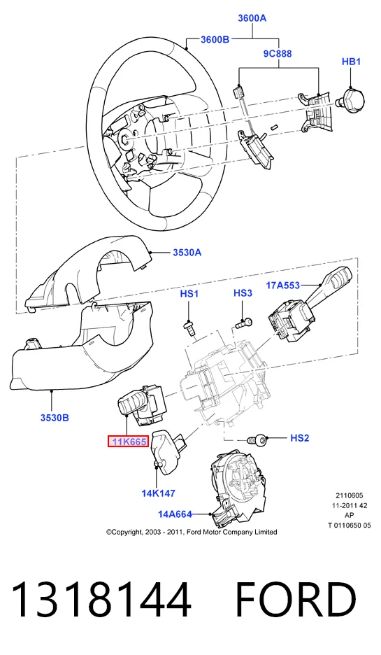 1318144 Ford Левый подрулевой переключатель