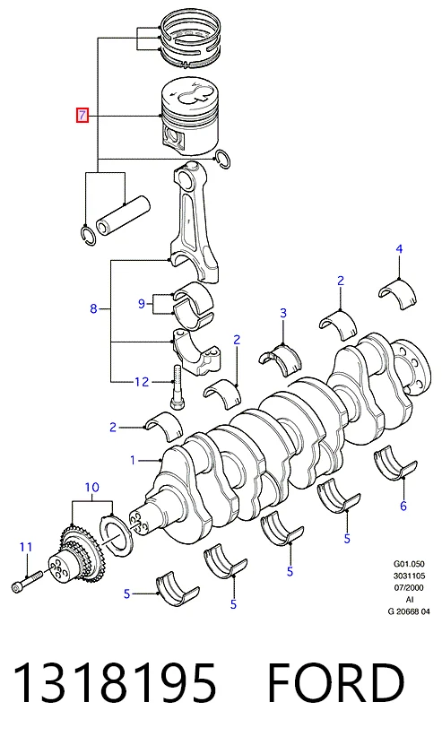  Поршень на 1 цилиндр Ford Mondeo 3