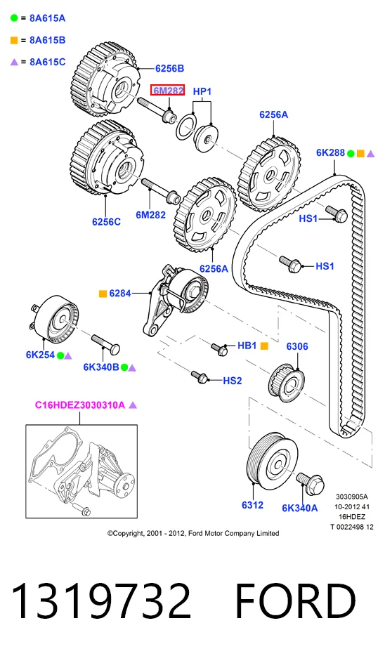 1319732 Ford Болт шестерни распредвала