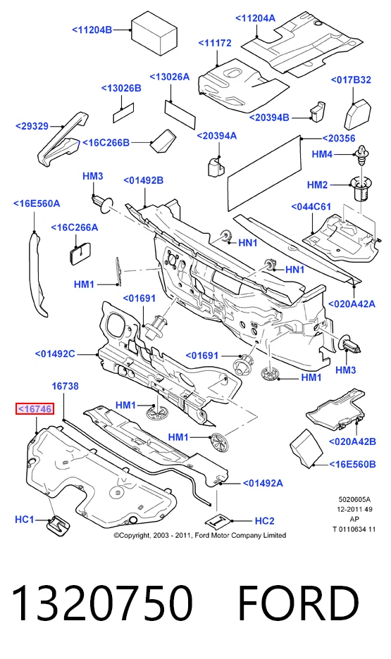 1320750 Ford Шумка капота