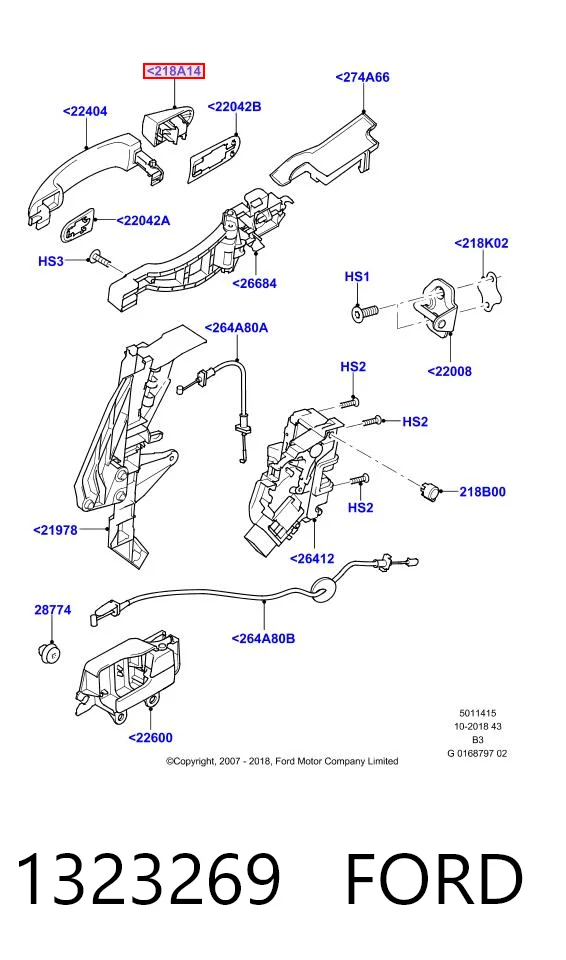 1323269 Ford Ручка передней двери, наружная