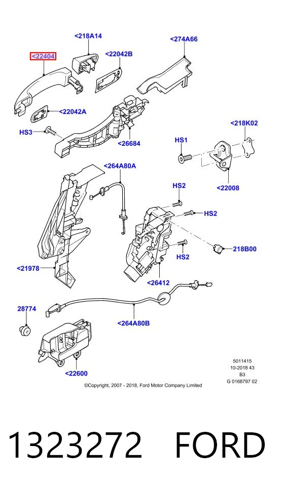 1323272 Ford Ручка передней двери, наружная