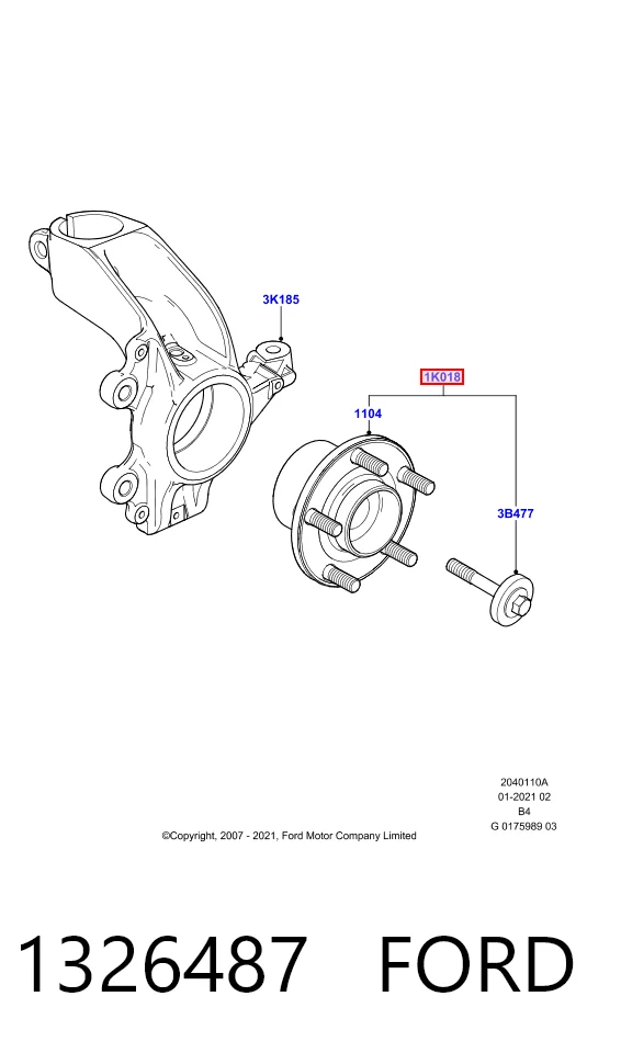 1326487 Ford Ступица колеса передняя