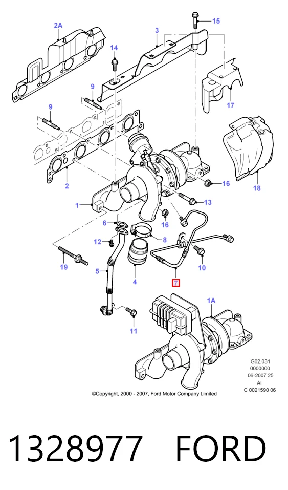 Купить JDE8254 Jaguar Трубка (шланг) подачи масла к турбине