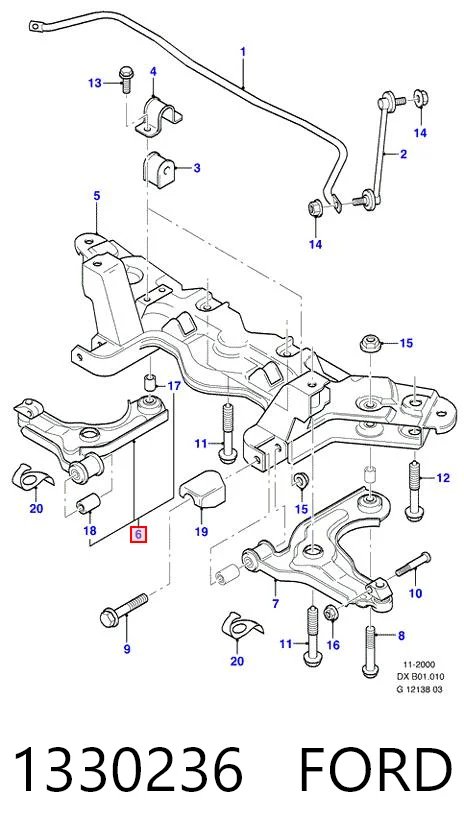 Рычаг передней подвески нижний, правый на Ford Fiesta COURIER J5S, J3S