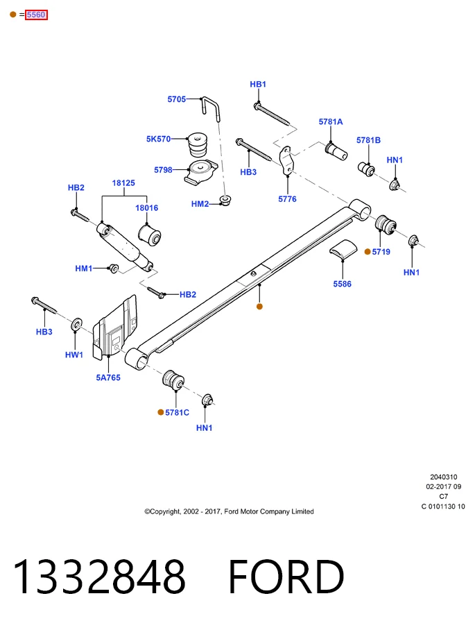 1332848 Ford Пружина подвески задняя