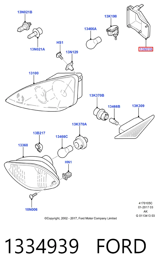1334939 Ford Корпус фары левой