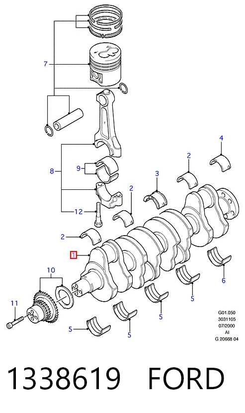1338619 Ford Коленвал двигателя