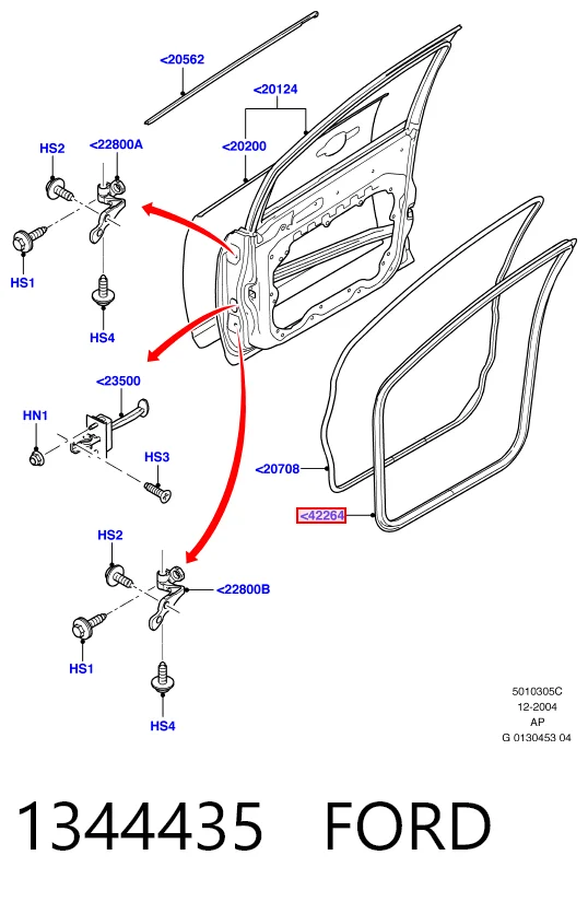 1344435 Ford Уплотнитель двери передней (на кузове)