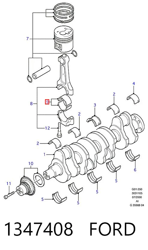 1347408 Ford Комплект подшипников скольжения