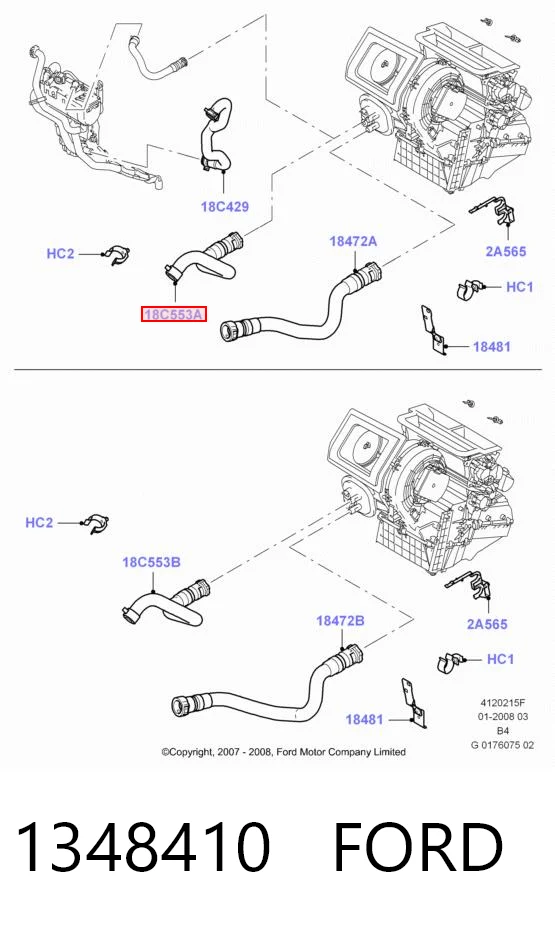 1348410 Ford Шланг радиатора печки