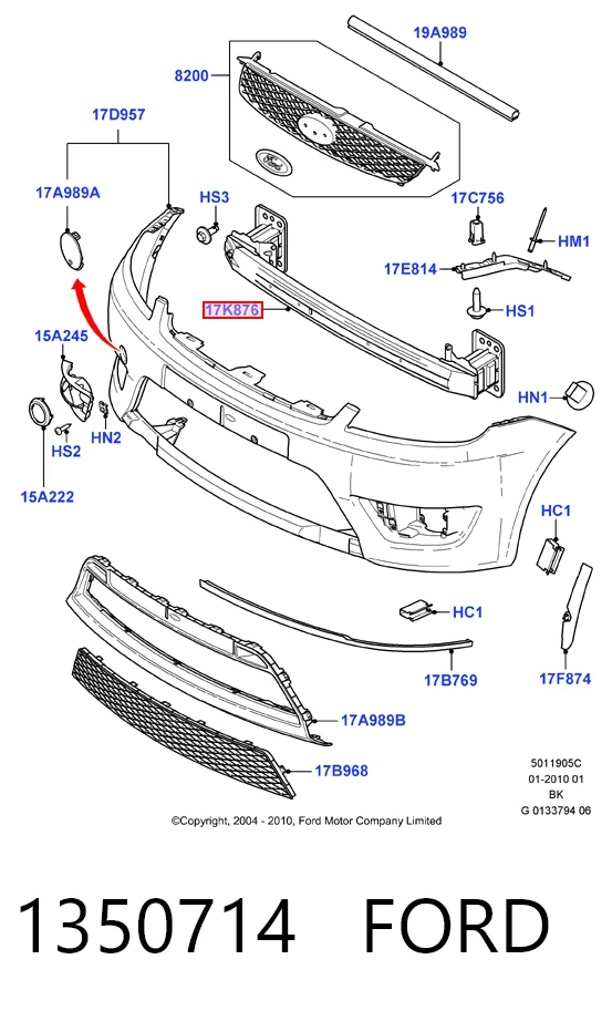 Балка бампера переднего на Ford Fiesta Mk5 JH, JD