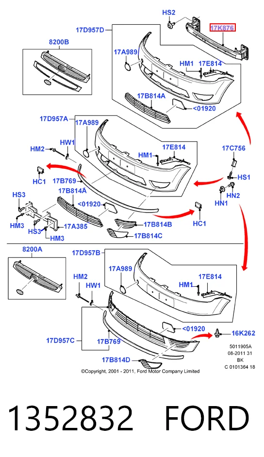 Шина бампера переднего Ford Fiesta Mk5 хэтчбек (JH, JD) (2001 - 2008) цена, от 42.35 USD