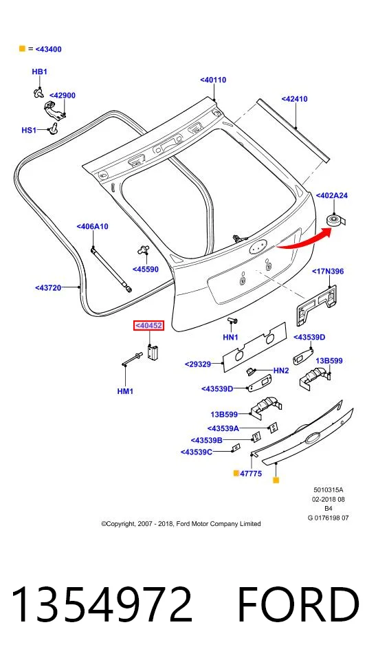 1354972 Ford Отбойник крышки багажника