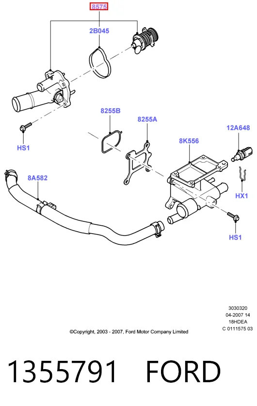 1355791 Ford Авто термостат
