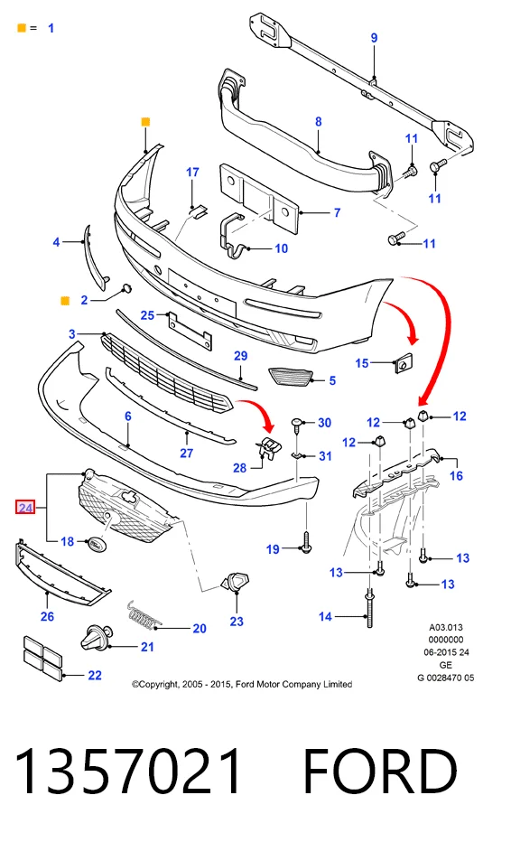  Решетка радиатора Ford Mondeo 3